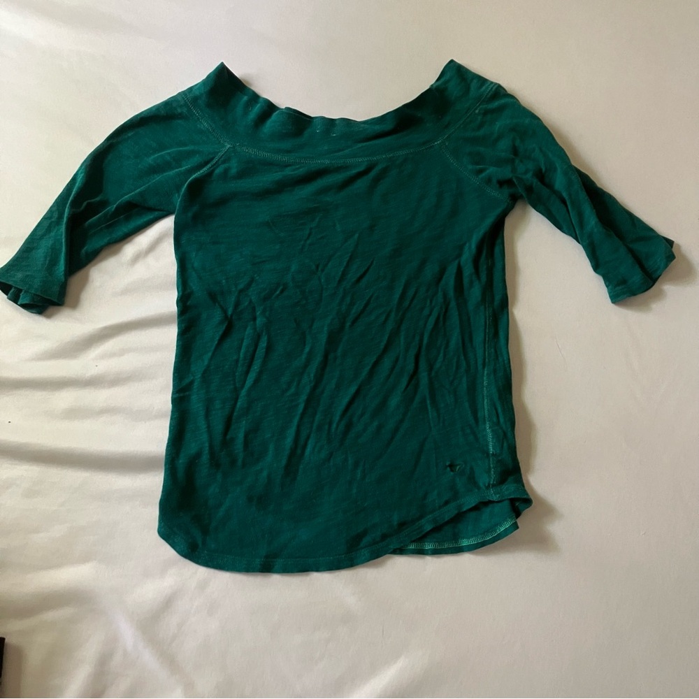 Chic Green 3/4 Sleeve Blouse with scoop neck